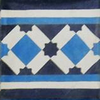 Mosaic House Moroccan tile Anemone C11-14-41 Blue White Midnight Blue  cement, encaustic, field, pattern, star 
